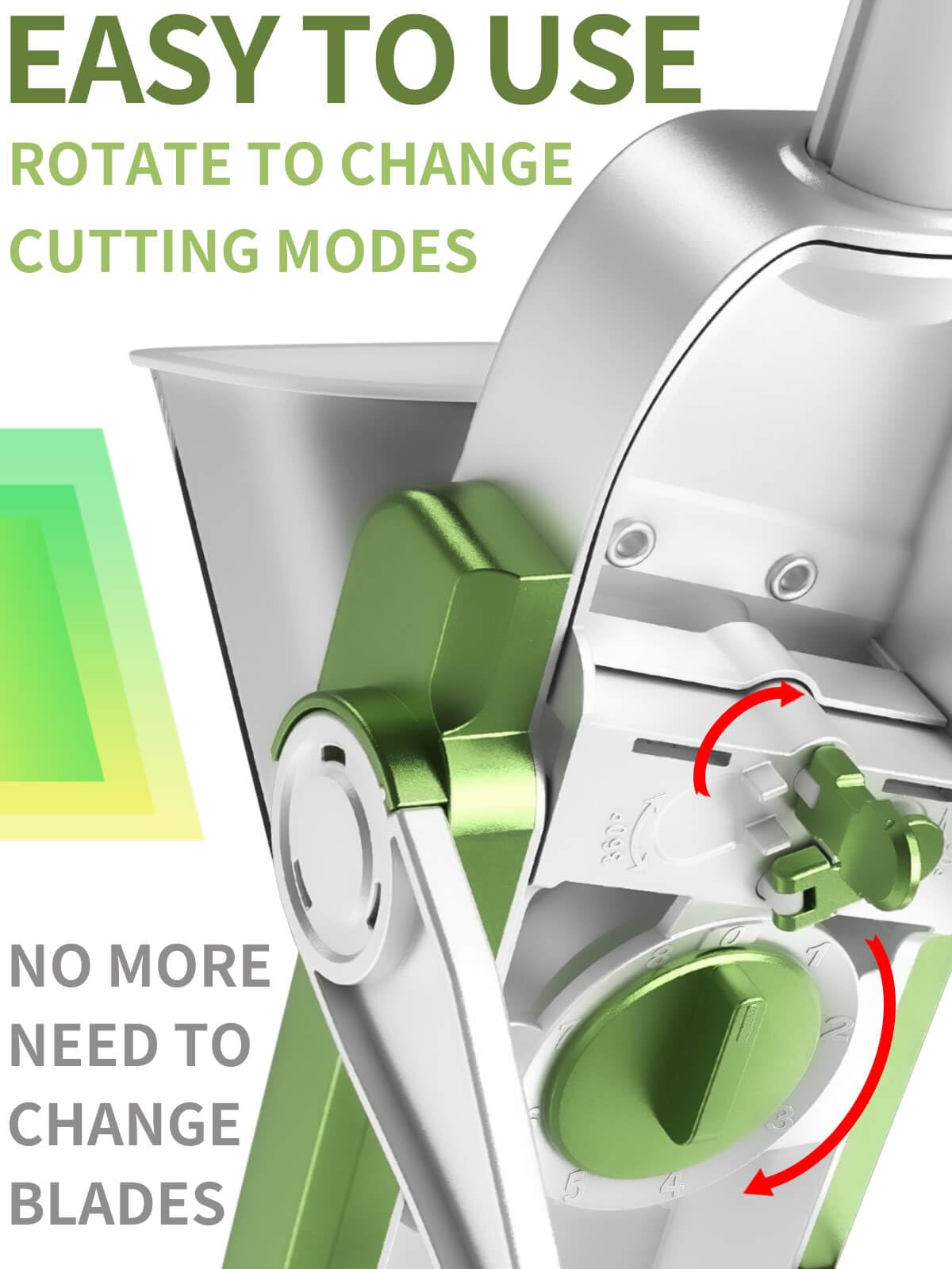 Four modes enable julienne, matchstick, slice, and dice prep