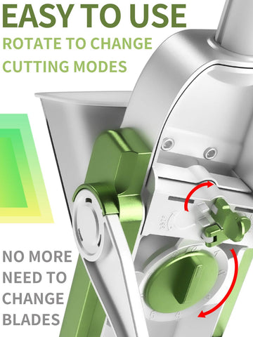 Four modes enable julienne, matchstick, slice, and dice prep