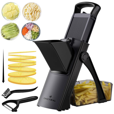 ONCE FOR ALL Safe Mandoline Slicer front view highlighting safety design for easy prep