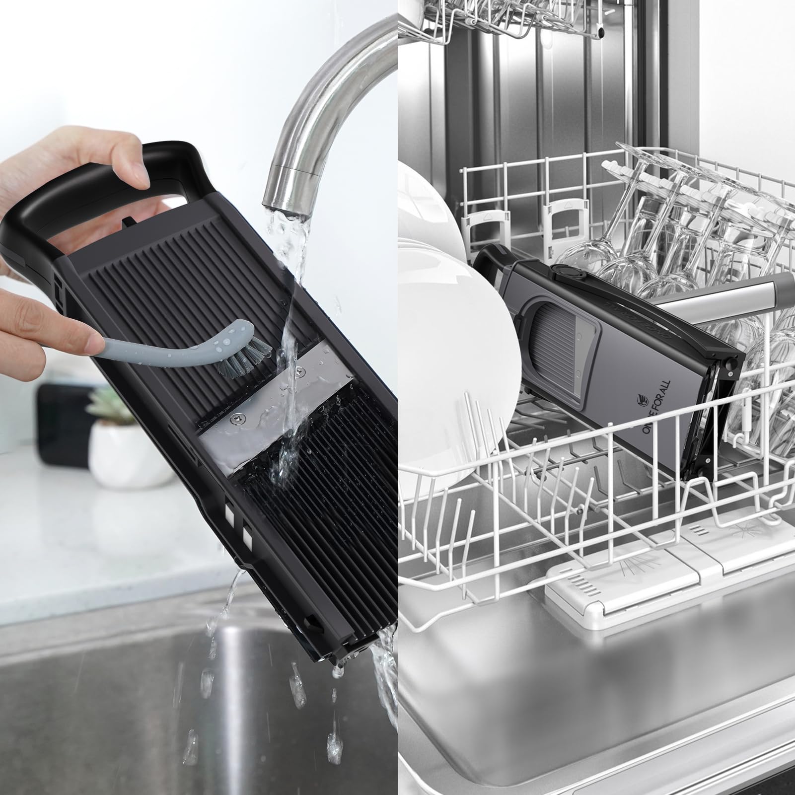 ONCE FOR ALL Safe Mandoline Slicer julienne mode creates uniform matchsticks