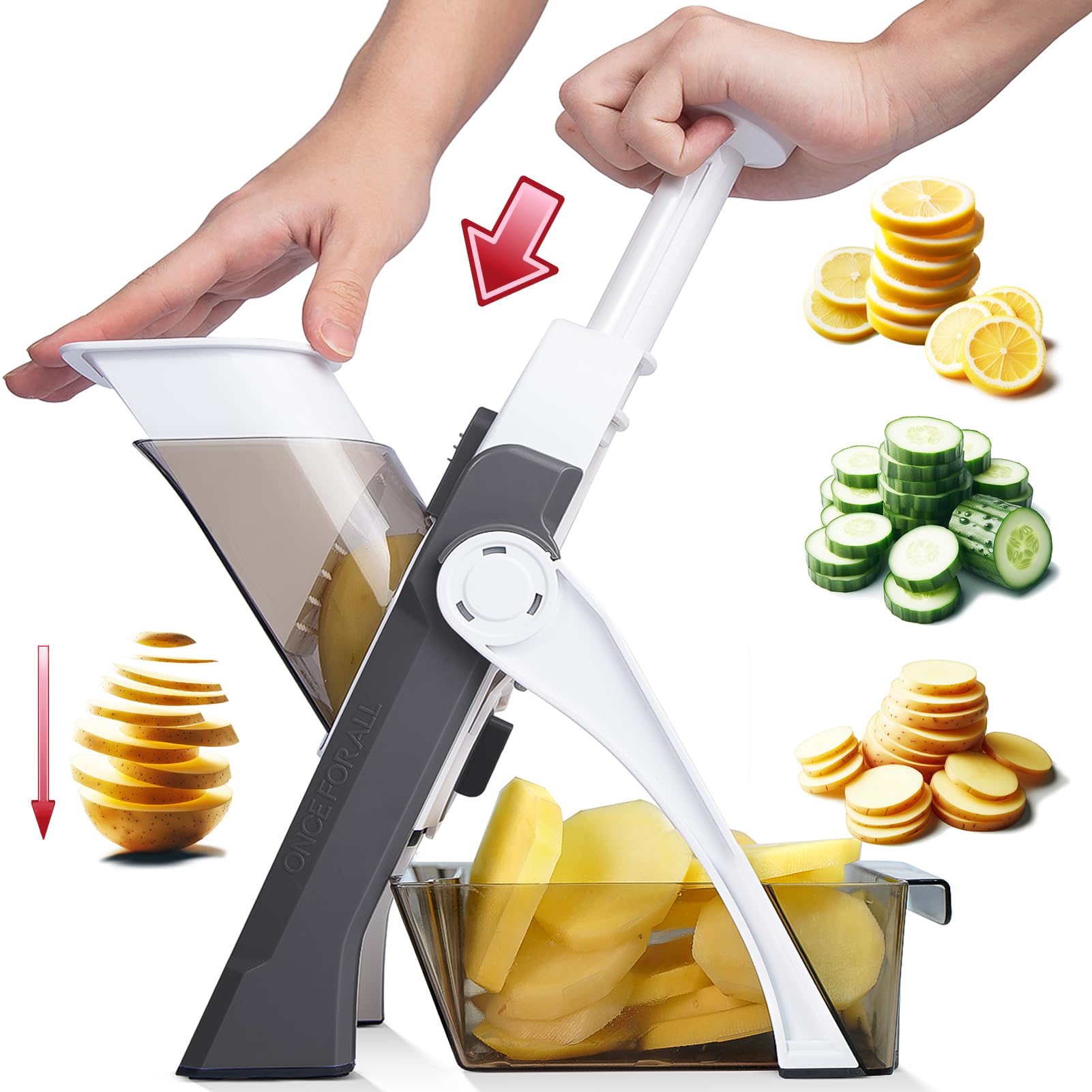 ONCE FOR ALL Safe Mandoline Slicer safety cap for secure handling and precise slicing