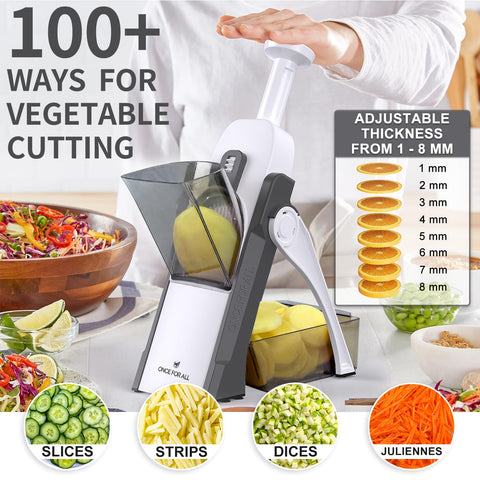 ONCE FOR ALL Adjustable thickness 0.1–8 mm for versatile slicing results