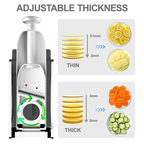 ONCE FOR ALL Vegetable slicer eight thickness options for versatile prep