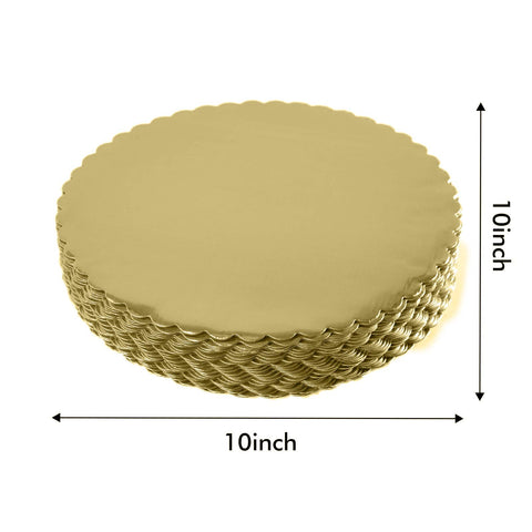 ONE MORE gold cakeboard 10-inch laminated surface resists moisture during service.