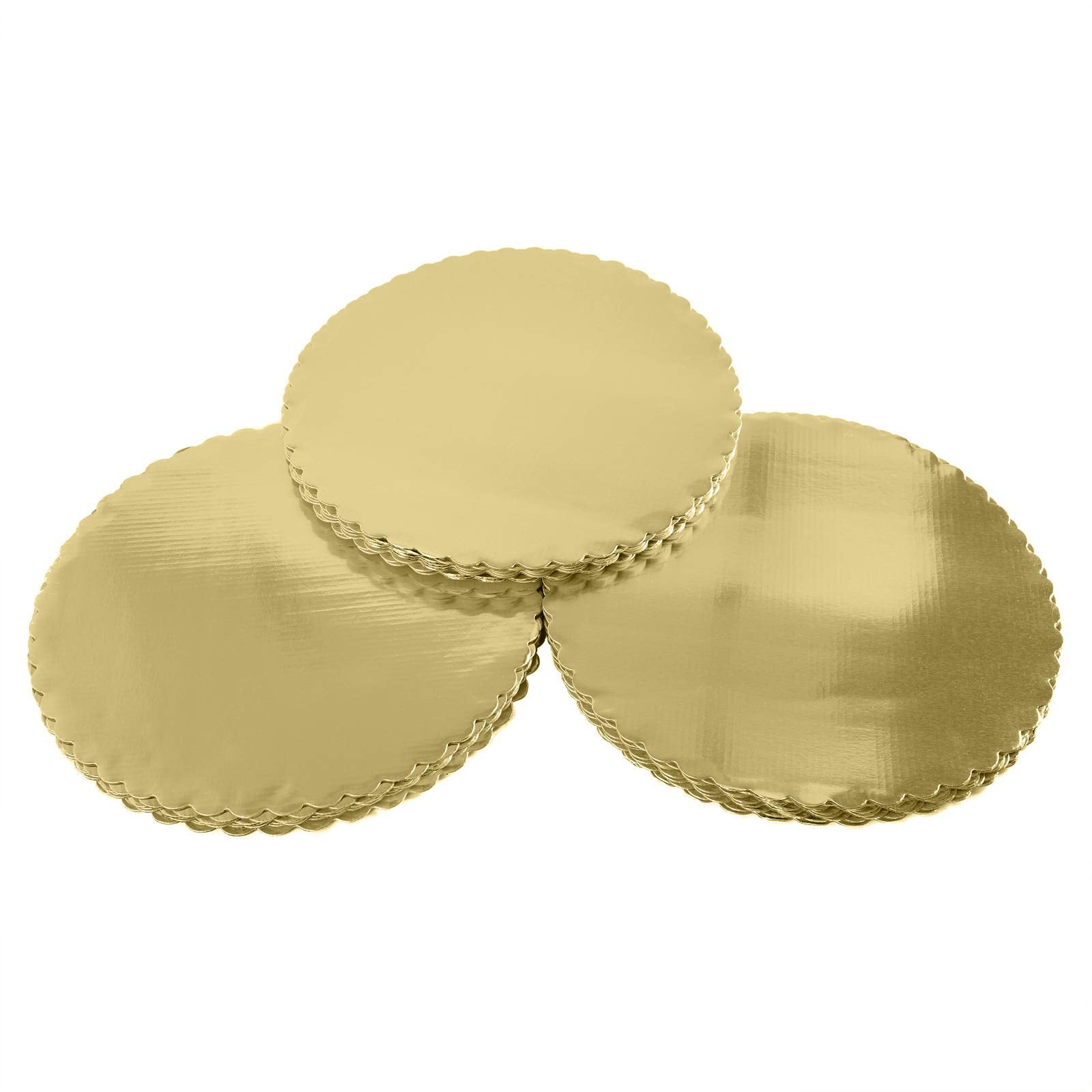 ONE MORE gold cakeboard 10-inch 25-pack for easy disposal.