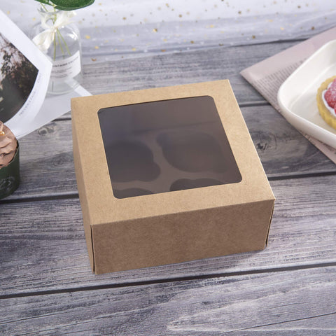 ONE MORE kraft cupcake box brown kraft material emphasizes sturdy, eco-friendly packaging.