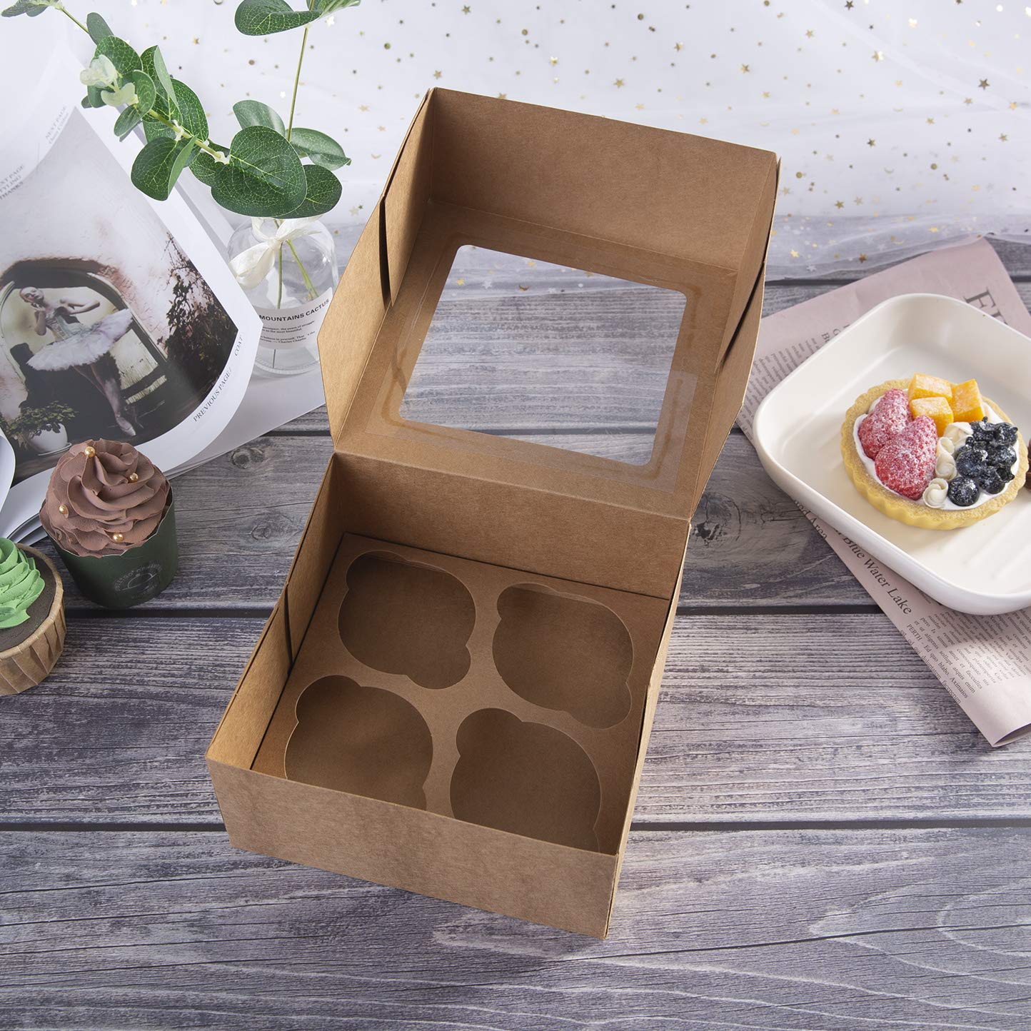 ONE MORE kraft cupcake box packaging for donuts, cookies, pastries and more.