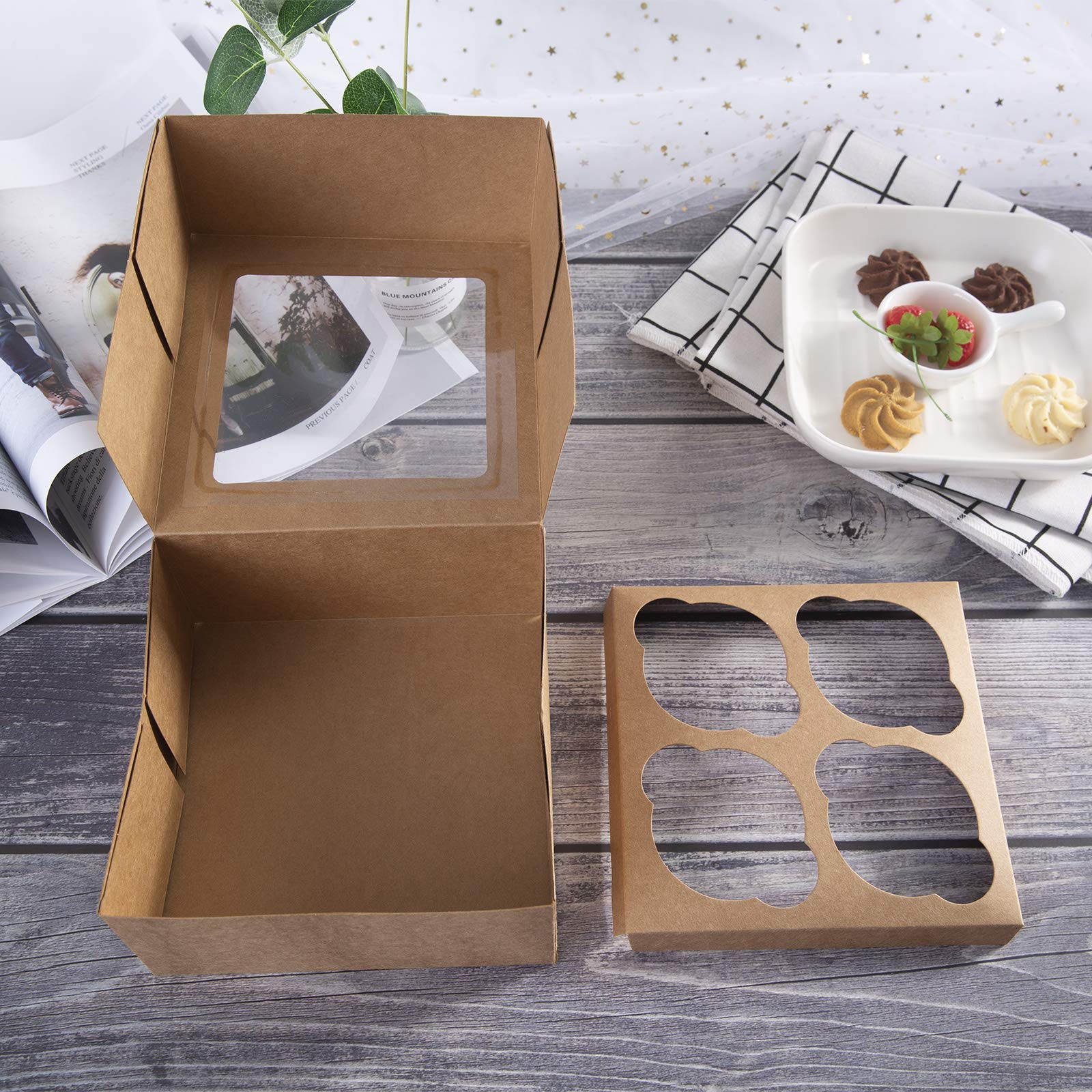 ONE MORE kraft cupcake box secure transport for weddings and parties.