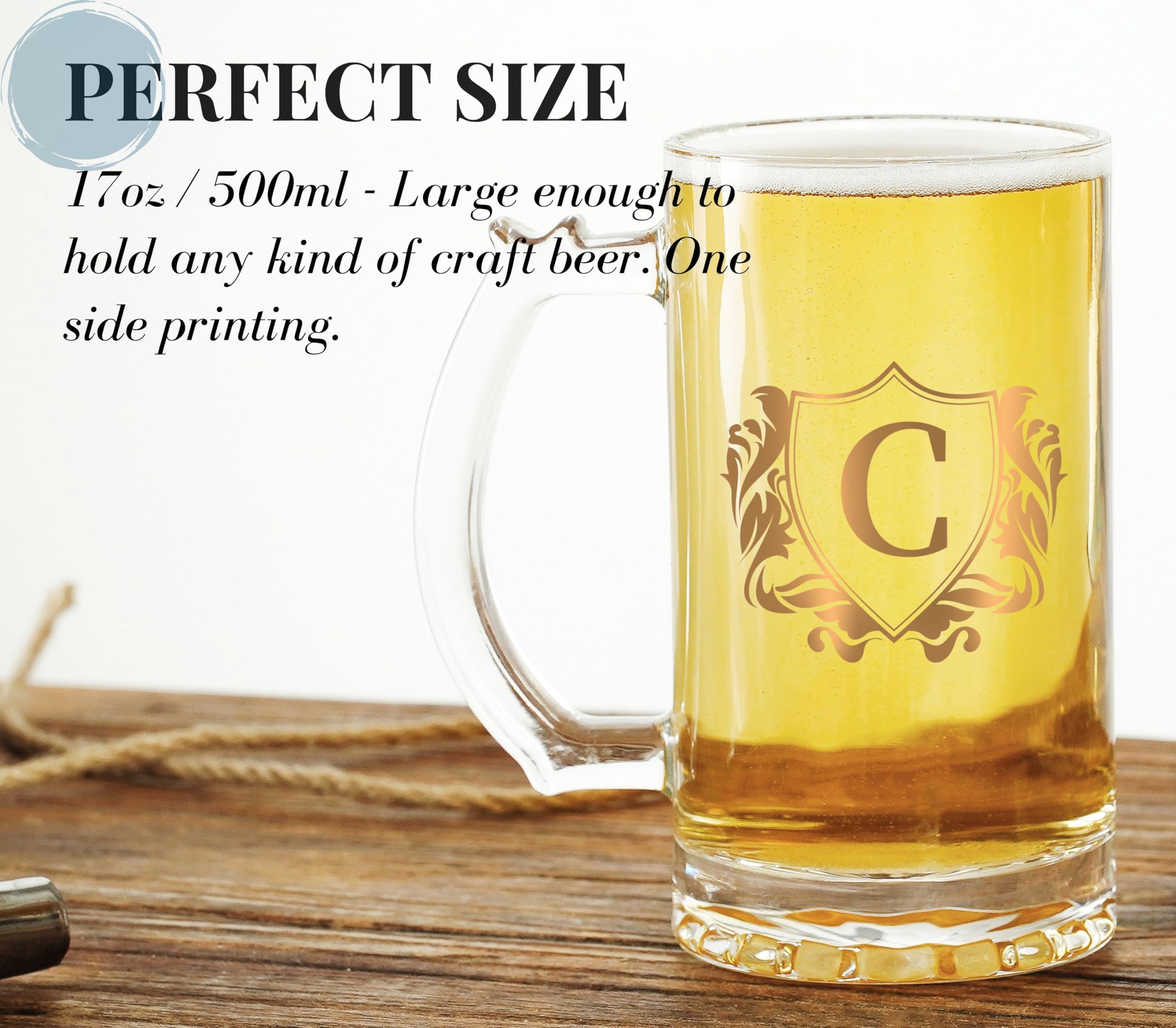Onebttl 17oz mug filled with beer showing generous capacity