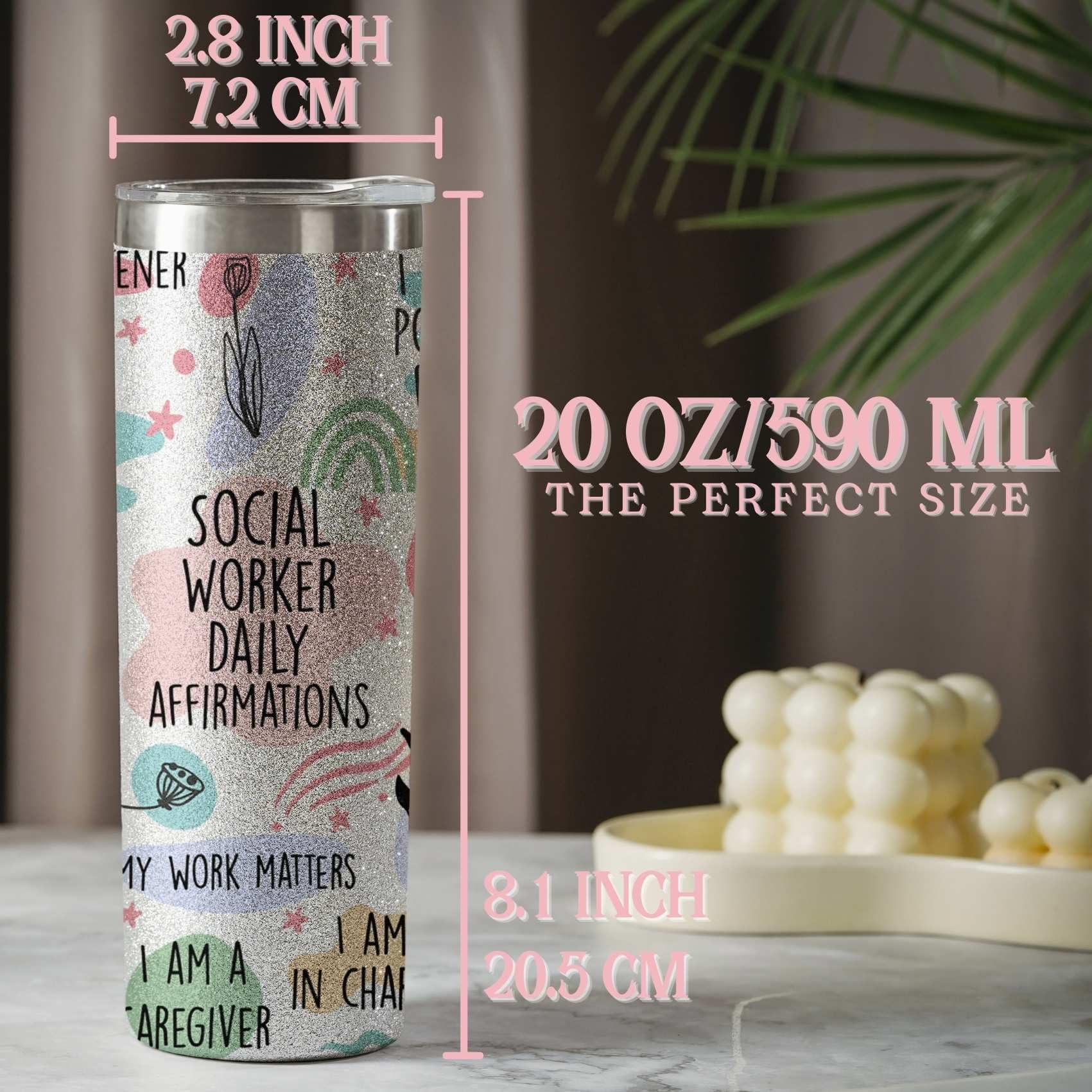 Onebttl 20oz insulated tumbler designed for hot or cold beverages during long days