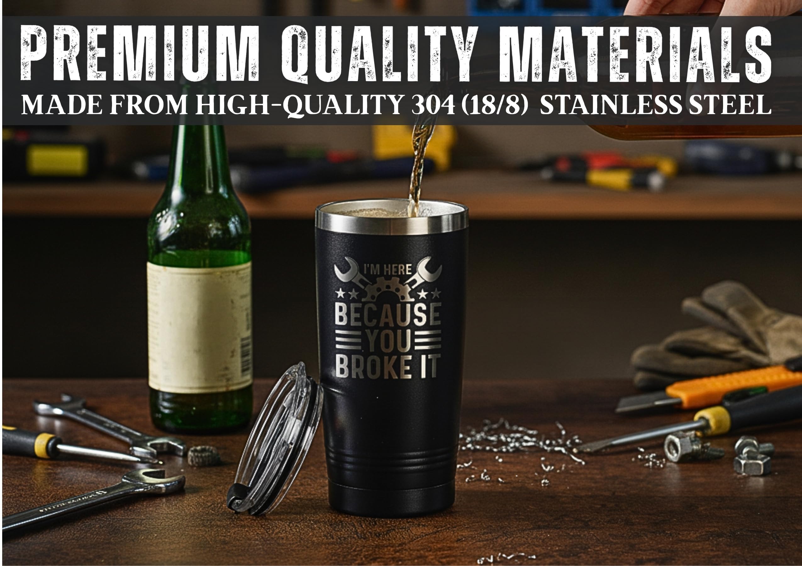 Onebttl 20oz stainless steel tumbler provides durable, safe hydration throughout shifts.