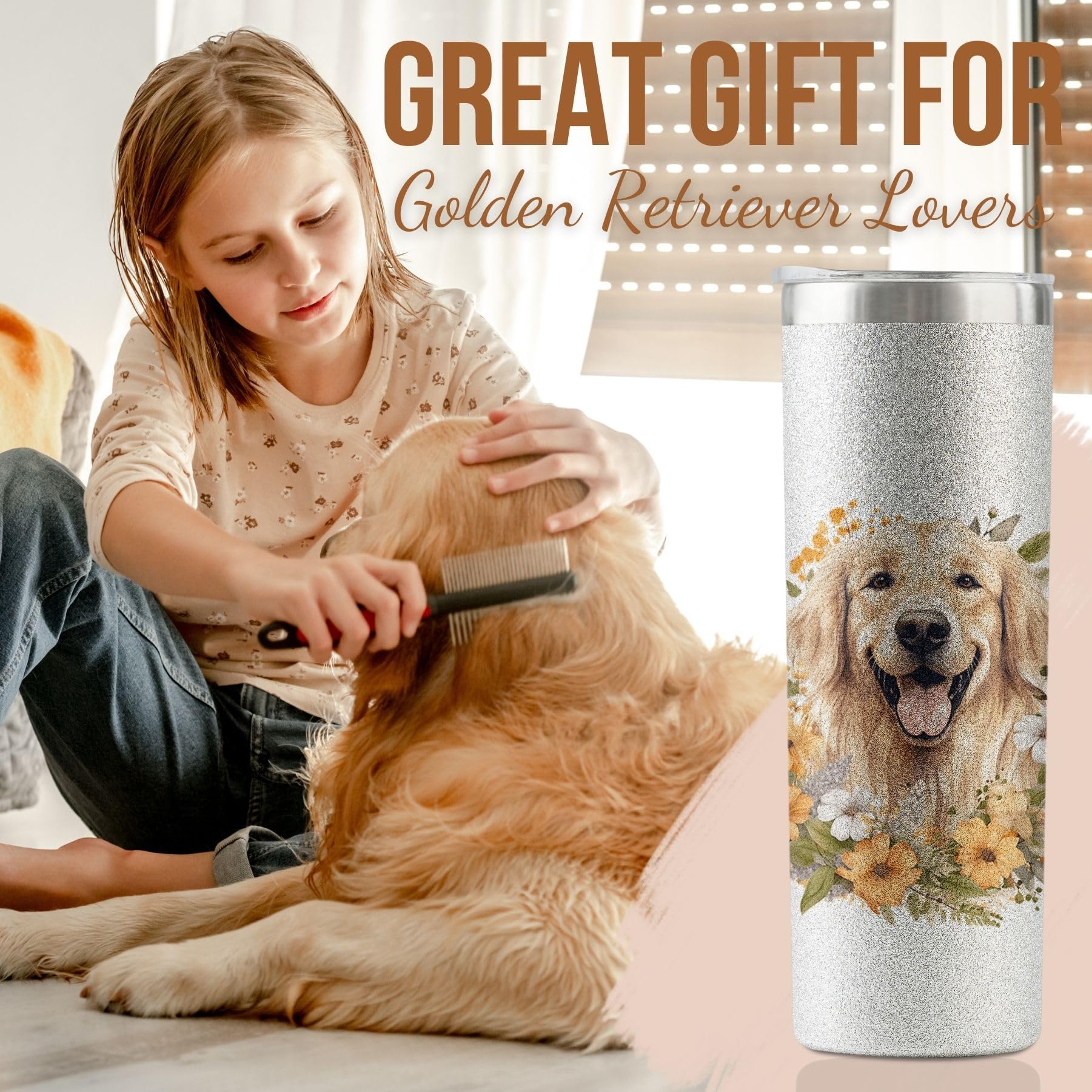 Onebttl 5D print Golden Retriever design for eye-catching gifting.