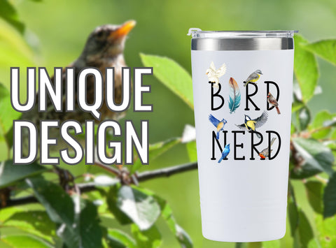 Onebttl Bird Watching Tumbler lid closeup shows secure seal to prevent spills