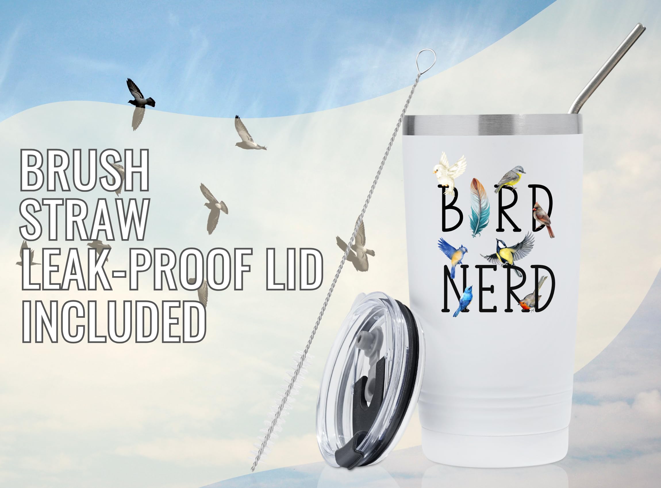 Onebttl Bird Watching Tumbler side profile showcases sleek form for everyday use