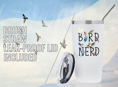 Onebttl Bird Watching Tumbler side profile showcases sleek form for everyday use