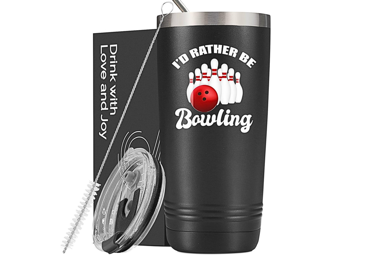 Onebttl bowling-tumbler design highlighted for bowling enthusiasts, ideal as a stylish gift.