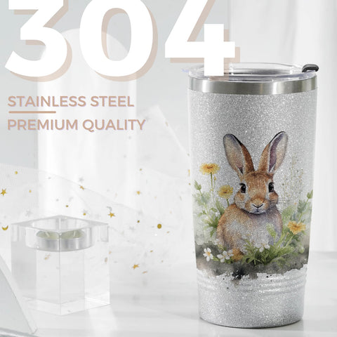 Onebttl Bunny Glitter Tumbler double wall insulation keeps temps