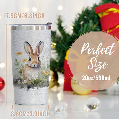 Onebttl Bunny Glitter Tumbler exterior stays condensation free