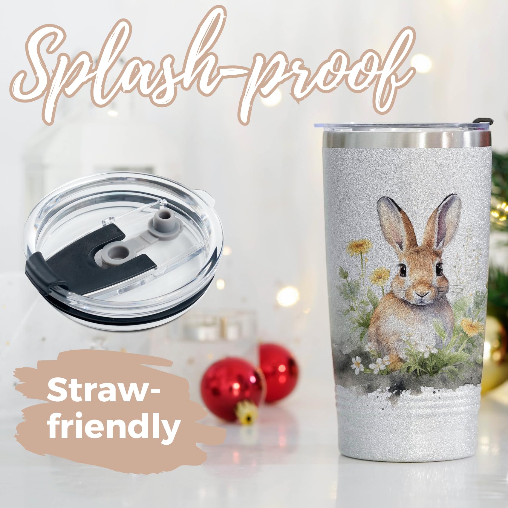 Onebttl Bunny Glitter Tumbler suited for women and girls