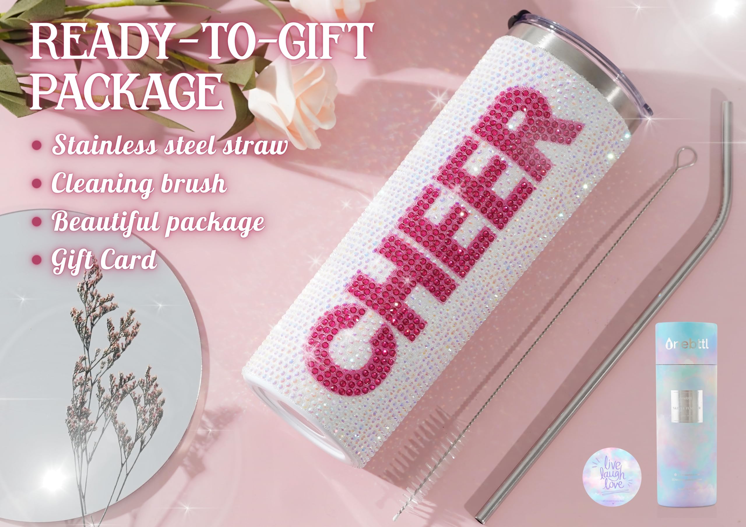 Onebttl Cheerleader Tumbler gift packaging ideal for cheer squad gifts
