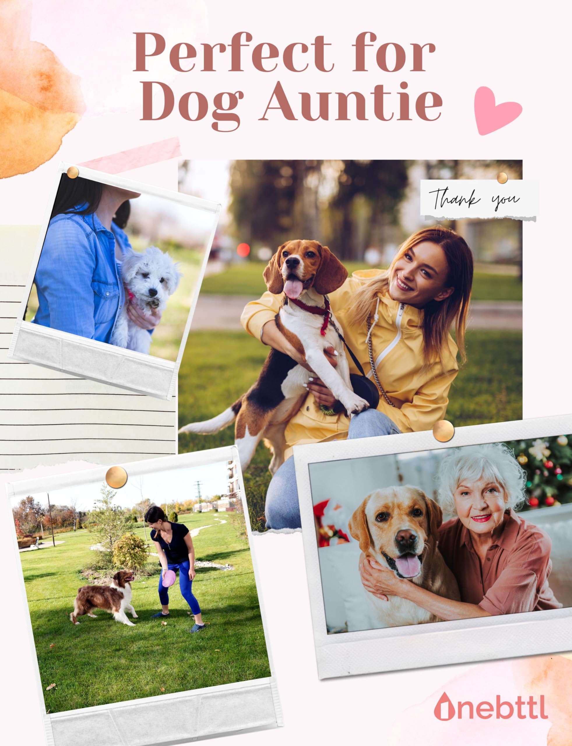 Onebttl Dog Aunt Gifts rose gold tumbler in use, holding beverage