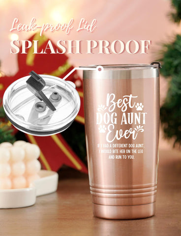 Onebttl Dog Aunt Gifts rose gold tumbler insulated body close-up