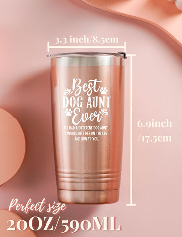 Onebttl Dog Aunt Gifts rose gold tumbler with travel sleeve for on-the-go use