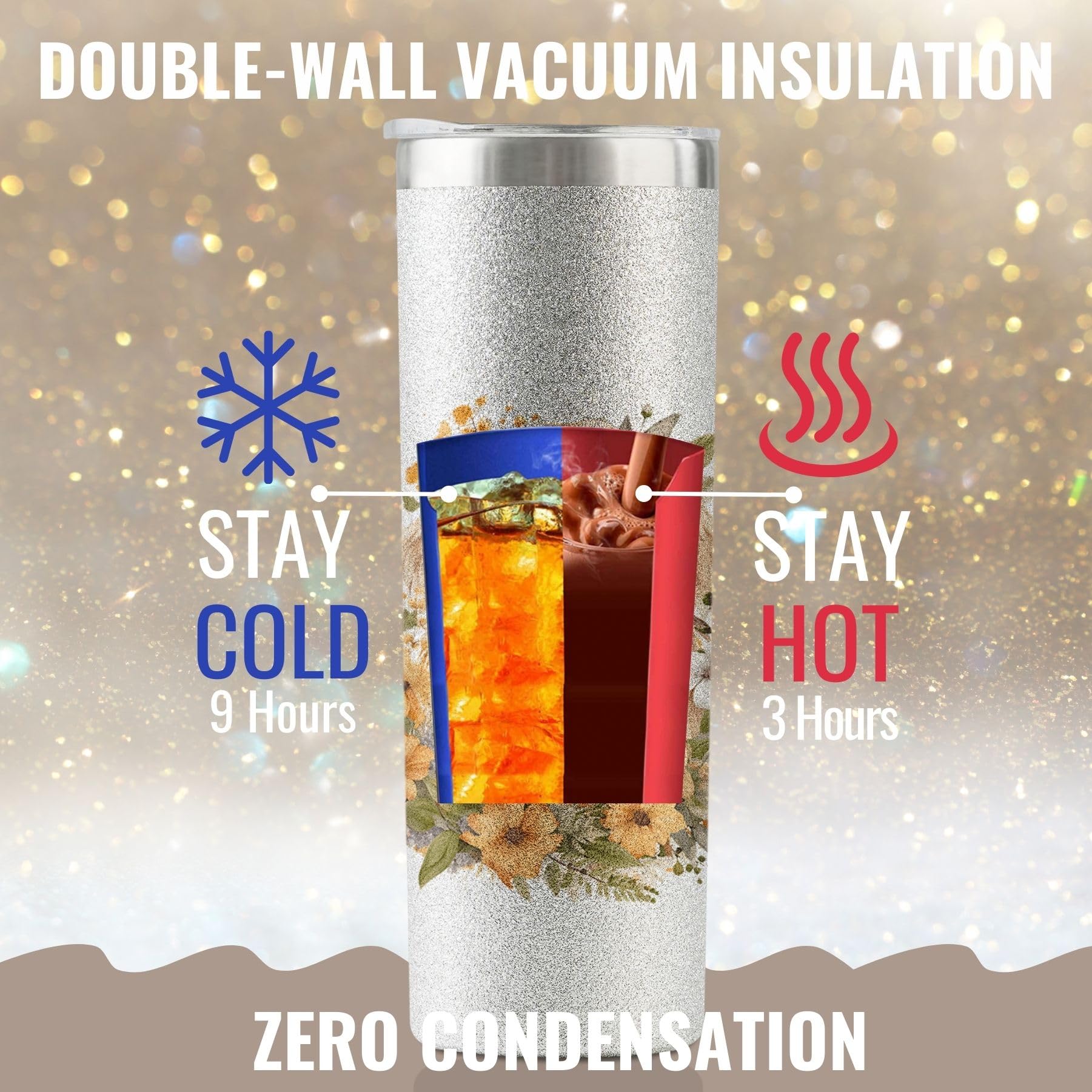 Onebttl double-wall vacuum insulation keeps drinks cold or hot.
