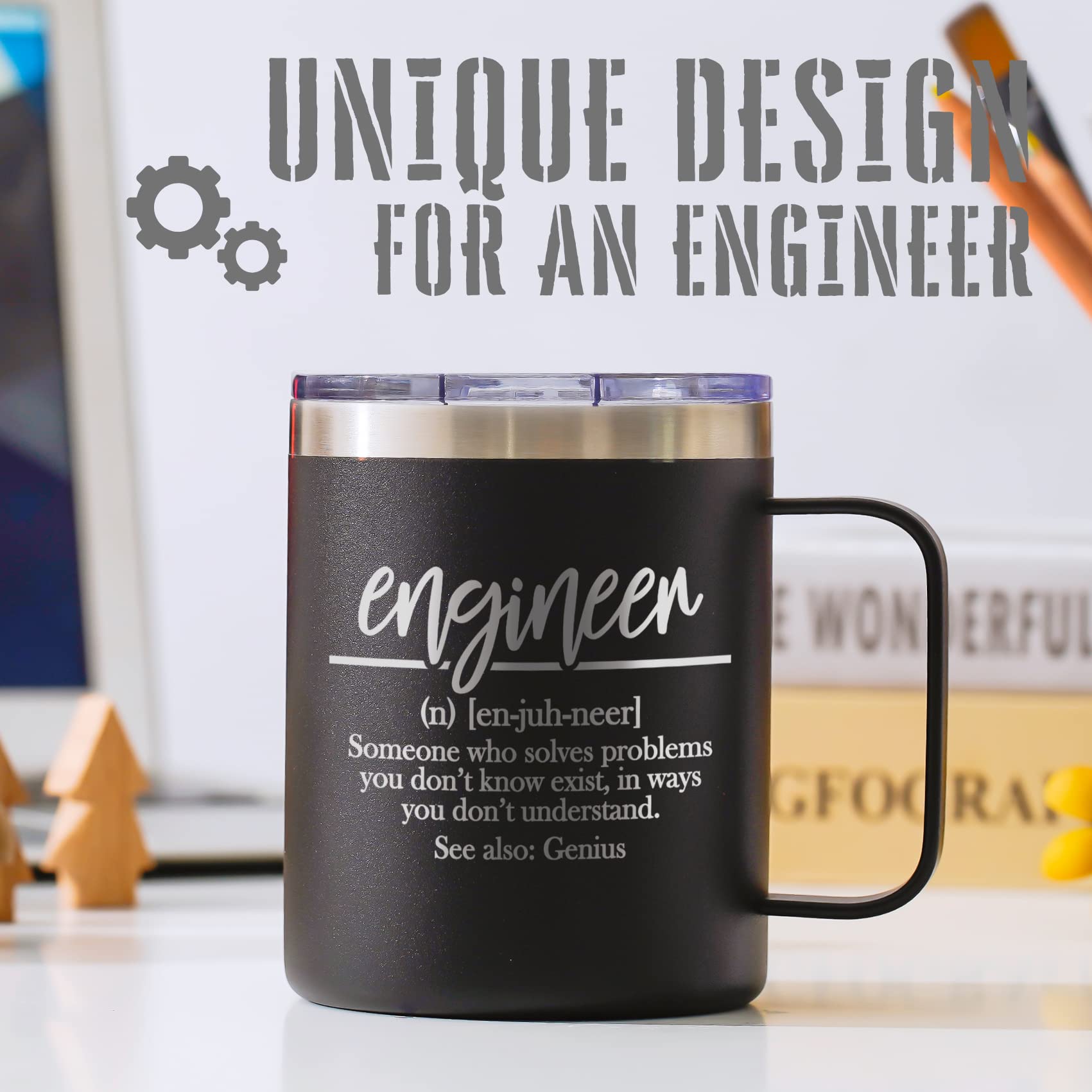 Onebttl spill-proof lid on mug prevents spills during outdoor projects.