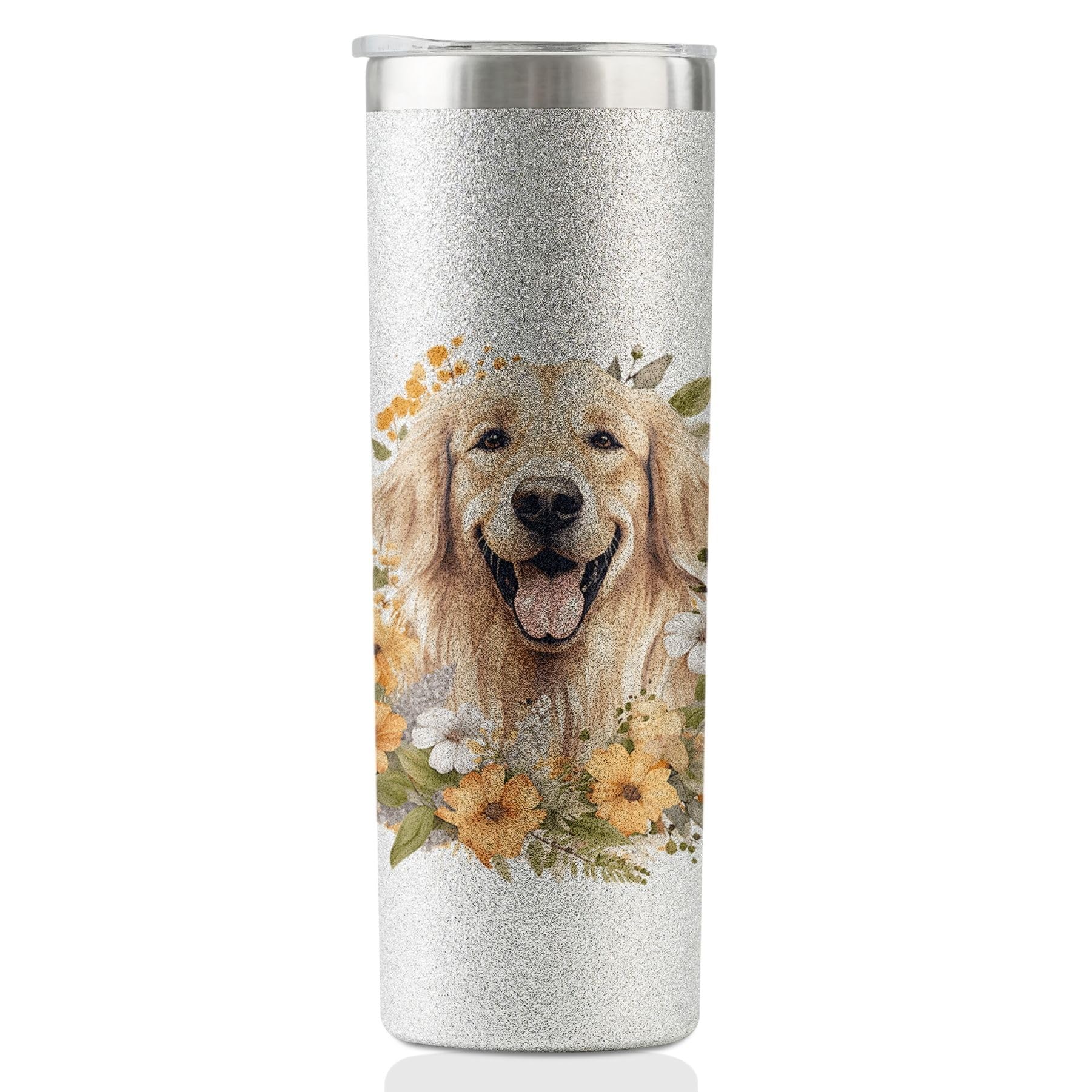 Onebttl golden retriever gifts tumbler with glitter finish for dog lovers.