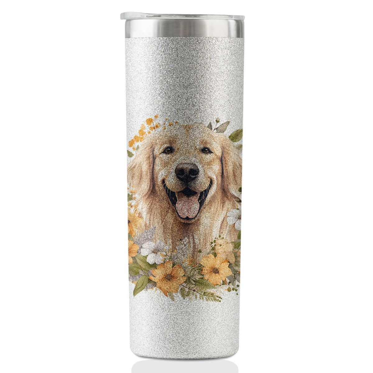 Onebttl golden retriever gifts tumbler with glitter finish for dog lovers.
