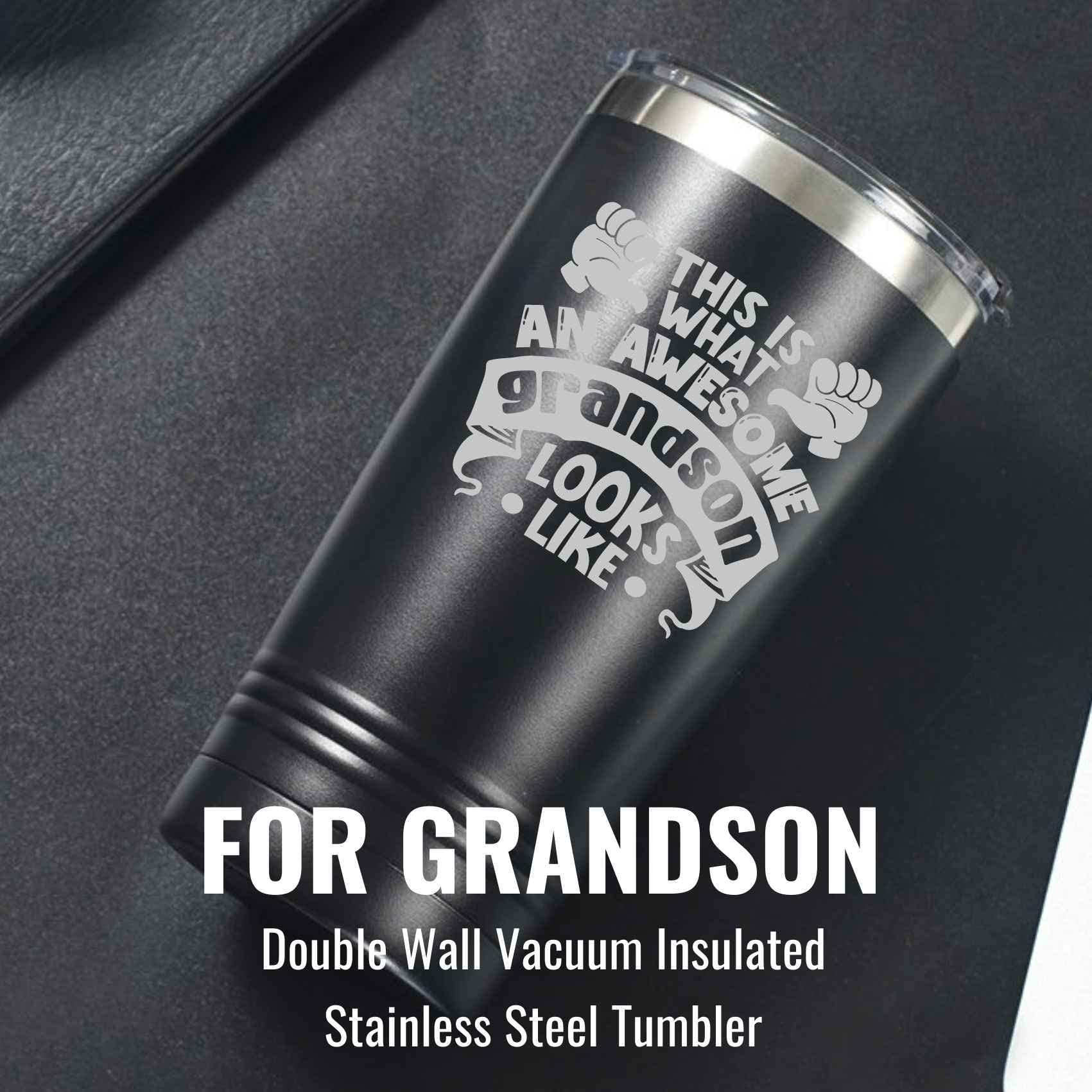 Onebttl Grandson Gifts Tumbler double-wall vacuum insulation keeps drinks hot or cold.