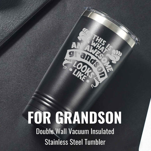 Onebttl Grandson Gifts Tumbler double-wall vacuum insulation keeps drinks hot or cold.