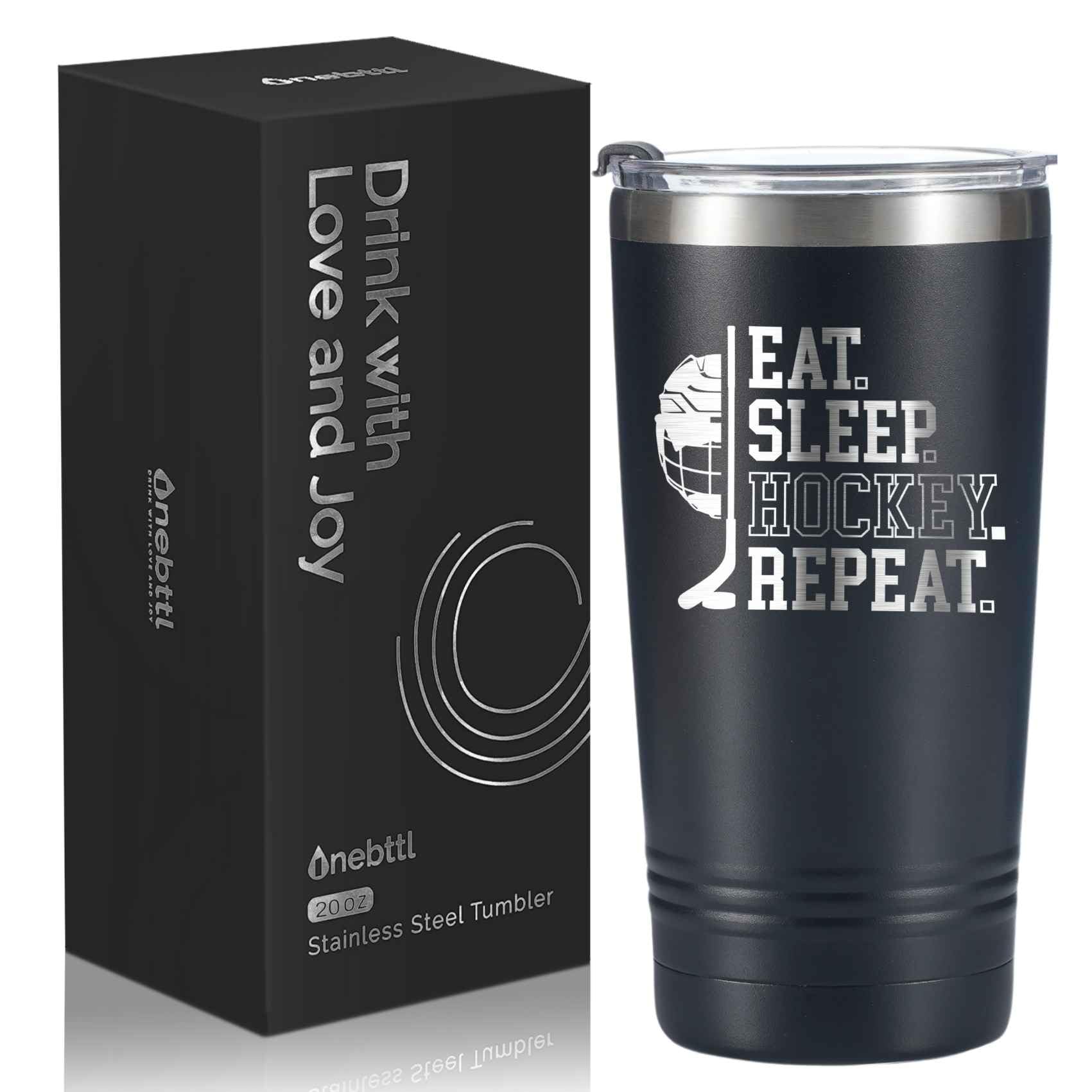 Onebttl Ice Hockey Player Gift 20oz tumbler with lid for on-the-go hydration.