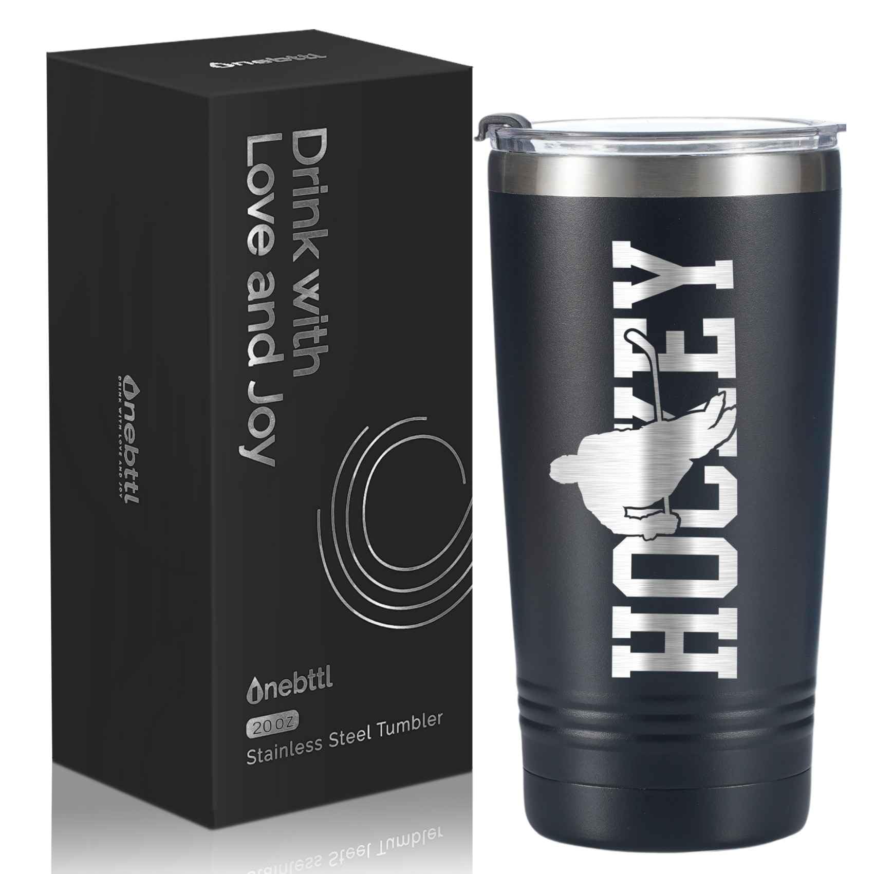Onebttl ice hockey tumbler with lid keeps drinks secure while on the ice.