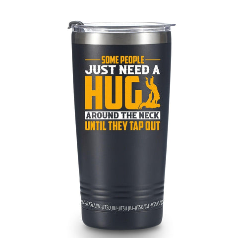 Onebttl Jiu Jitsu travel mug in black with durable stainless steel and bold slogan for everyday adventures.