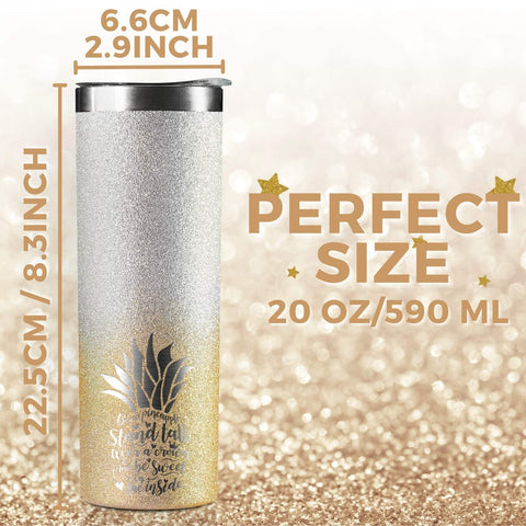 Onebttl Pineapple Glitter Tumbler crown detail emphasizes playful, confident style