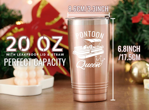 Onebttl Pontoon Queen tumbler with straw for easy sipping.