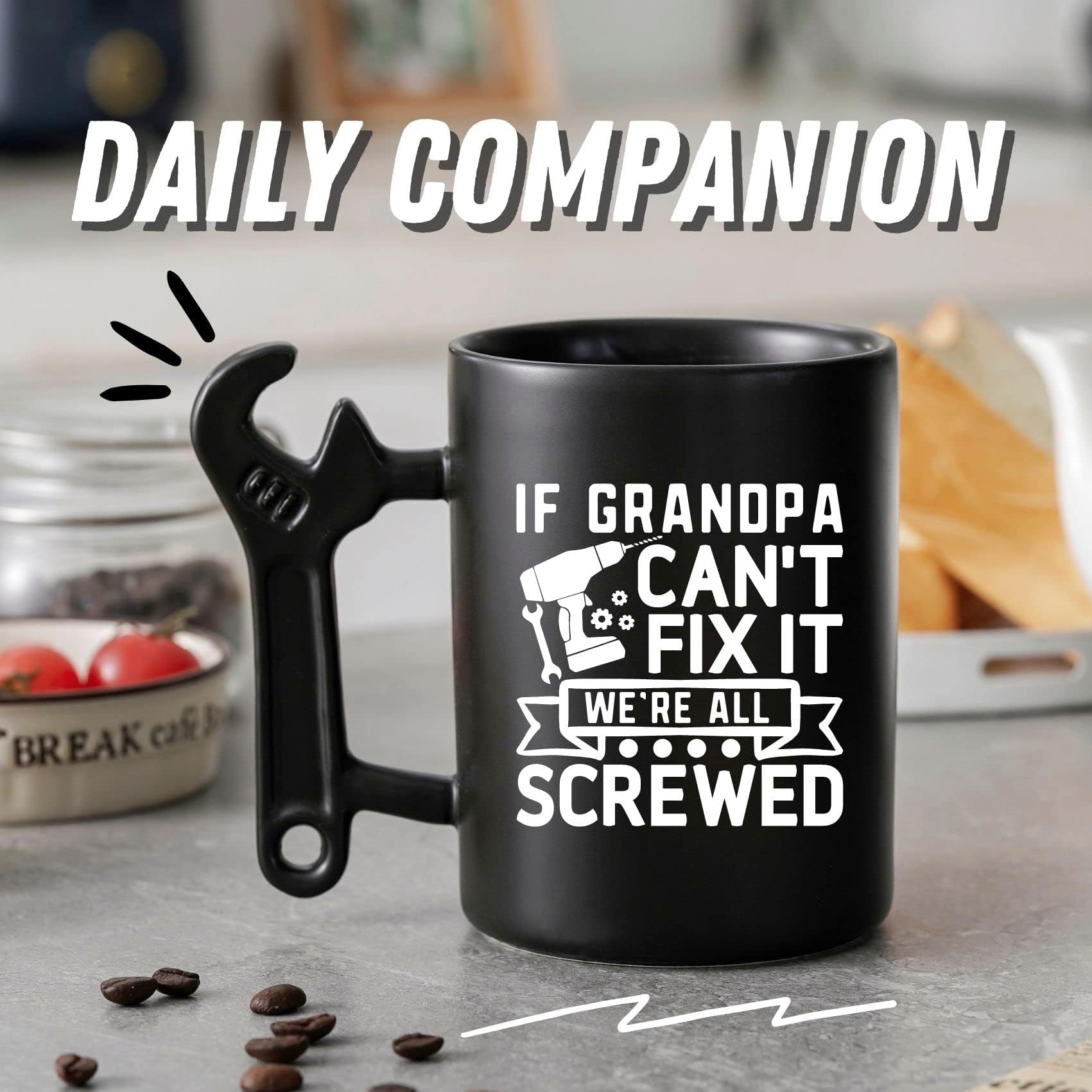 Onebttl quote-design mug displays a humorous message for bright mornings.