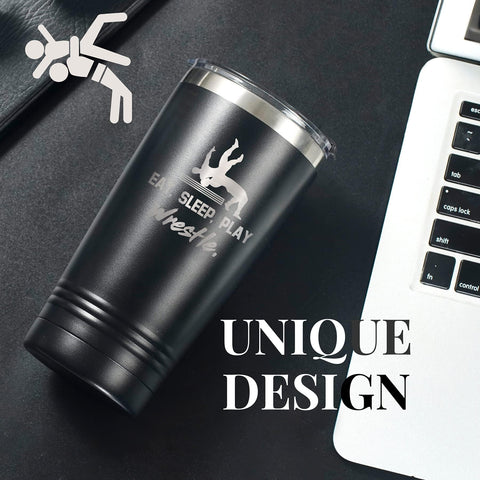 Onebttl spill-proof lid tumbler in black prevents leaks during travel and practice.