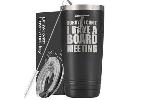Onebttl Surfing Tumbler with board-meeting quote, ideal for on-the-go beach companion.