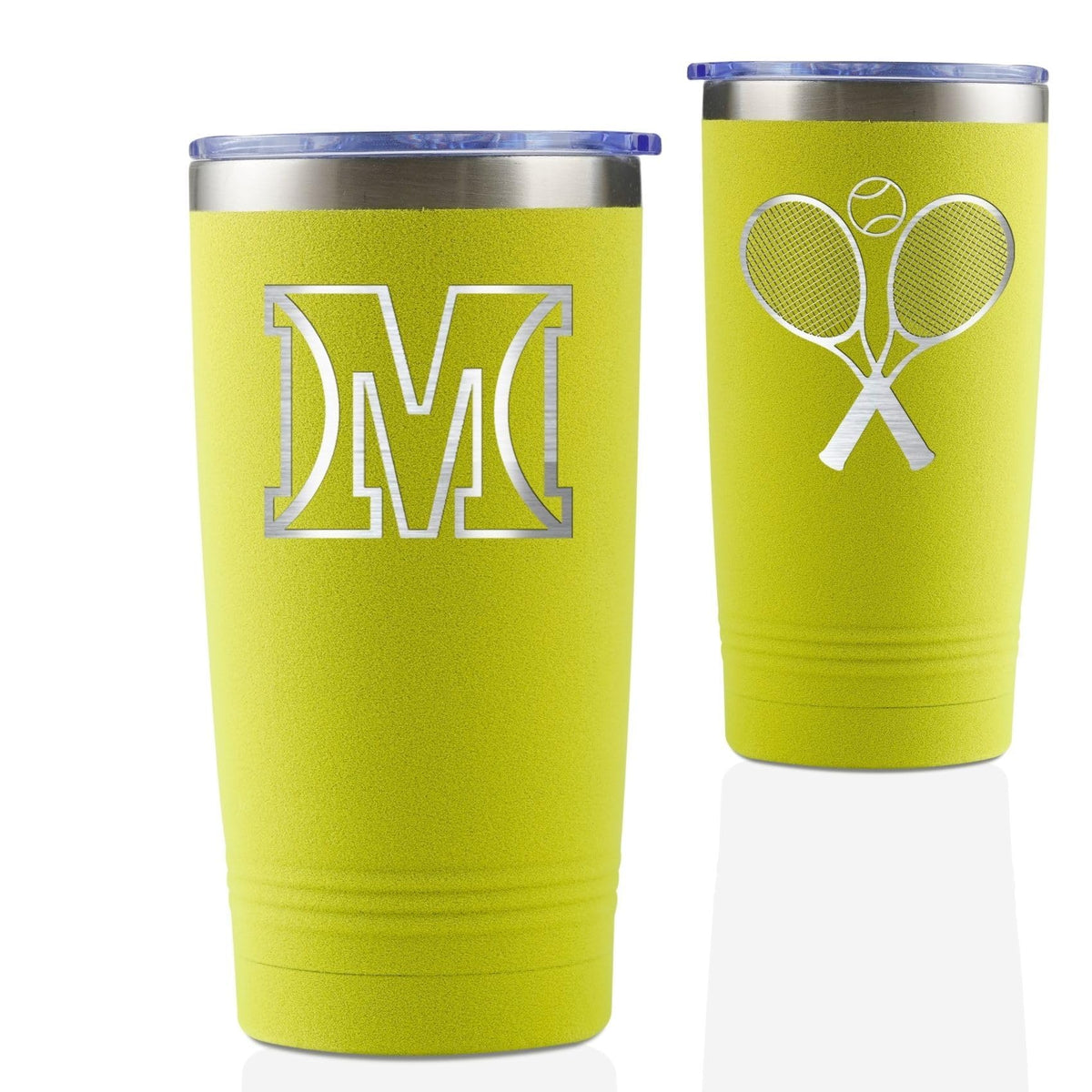 Onebttl tennis gift tumbler with initial on the side, perfect for personalized keepsakes.