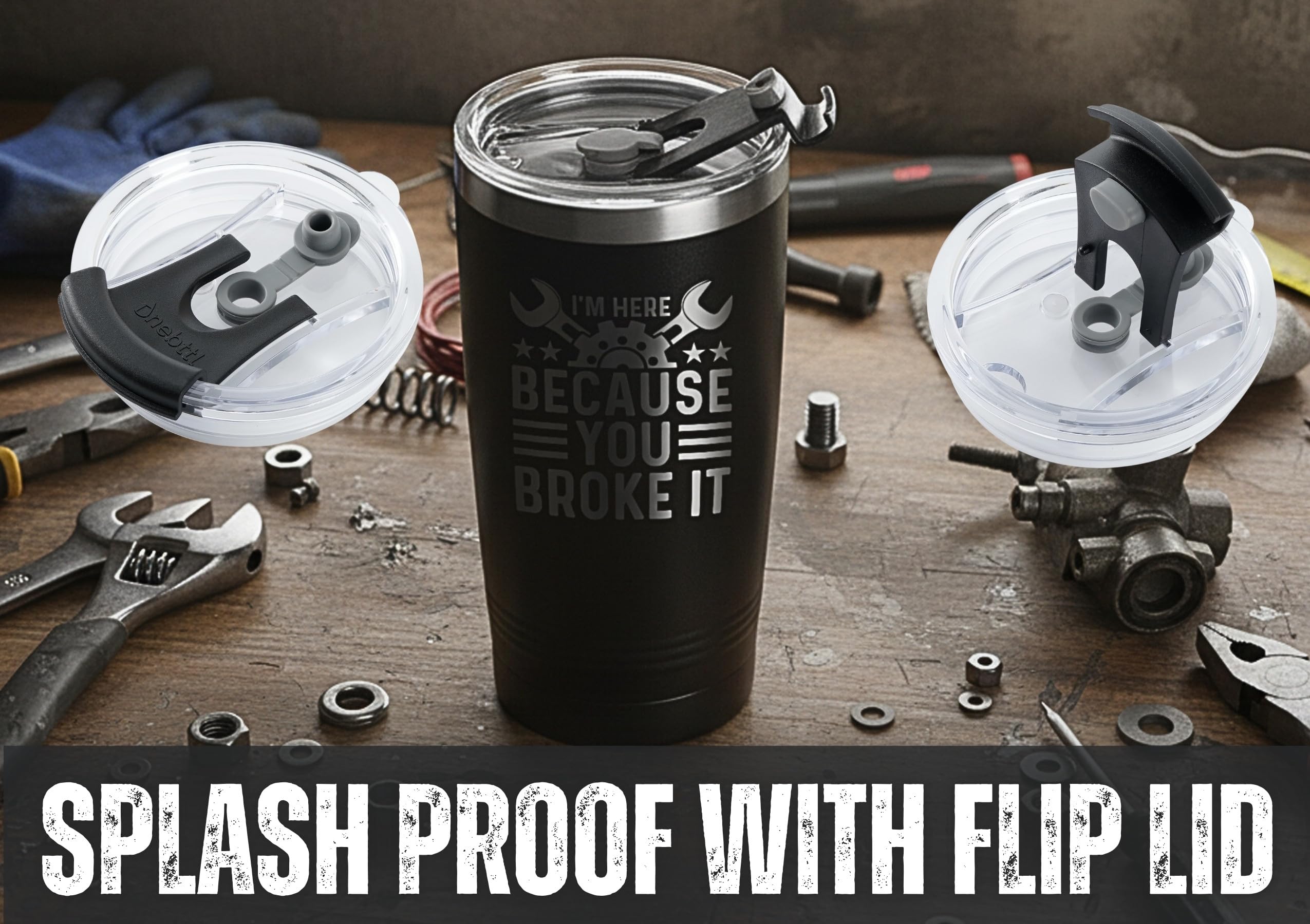 Onebttl travel cup on a desk demonstrates premium materials for everyday use.