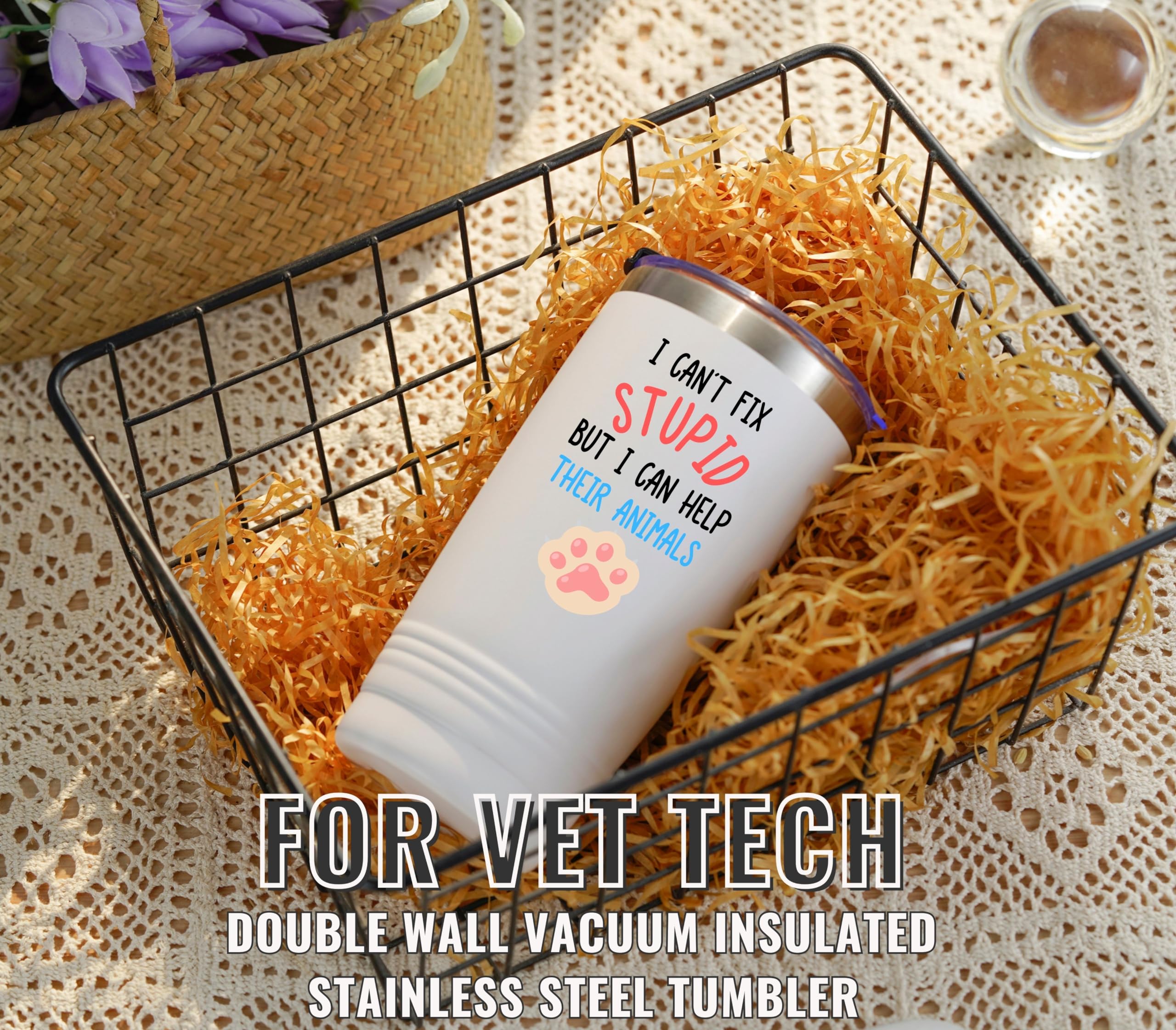 Onebttl Vet Tech Quotes Tumbler with inspirational sayings to brighten shifts