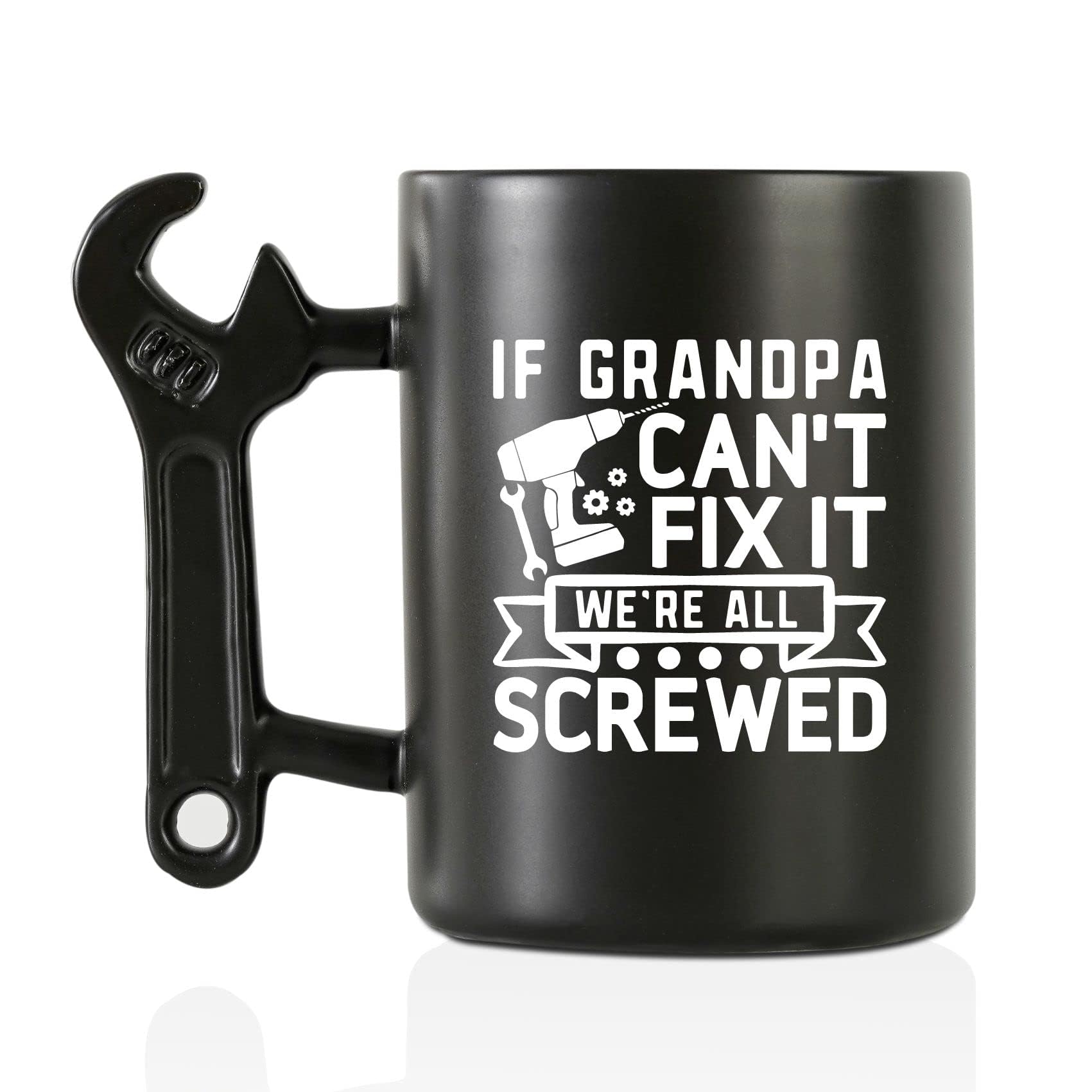 Onebttl wrench-mug-handle for a comfortable grip during grandpa moments.