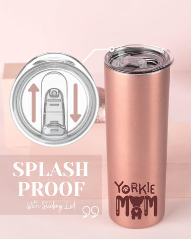 Onebttl Yorkie Mom stainless steel finish close-up