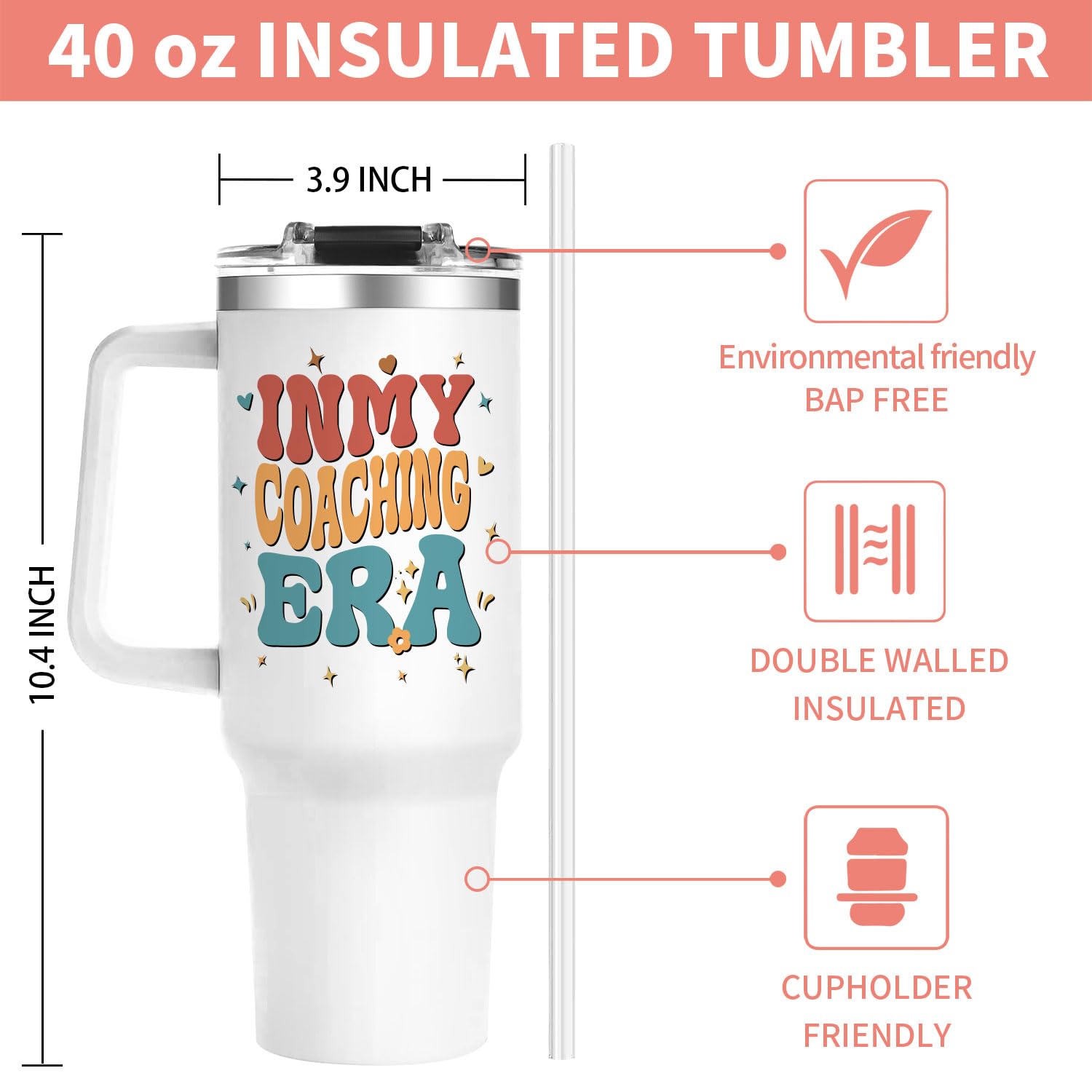 OneGemn coach tumbler with handle lid reduces spills during training sessions