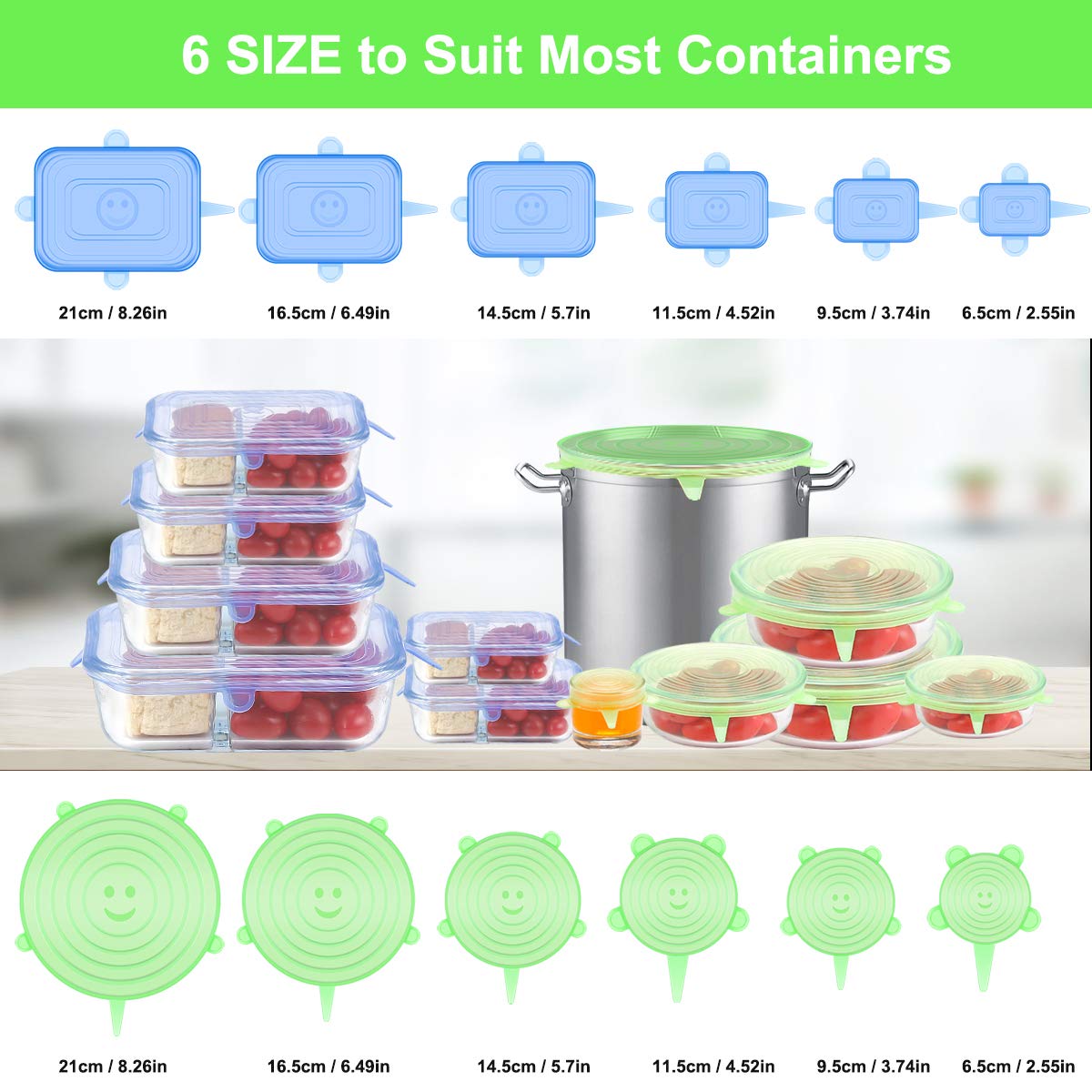 ONEGOL round silicone lid on a 3.8-inch bowl preserves freshness with flexible fit