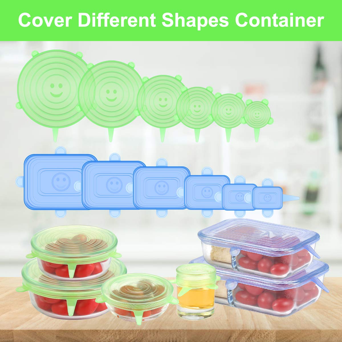 ONEGOL silicone lid on a 6.5-inch round container for versatile storage