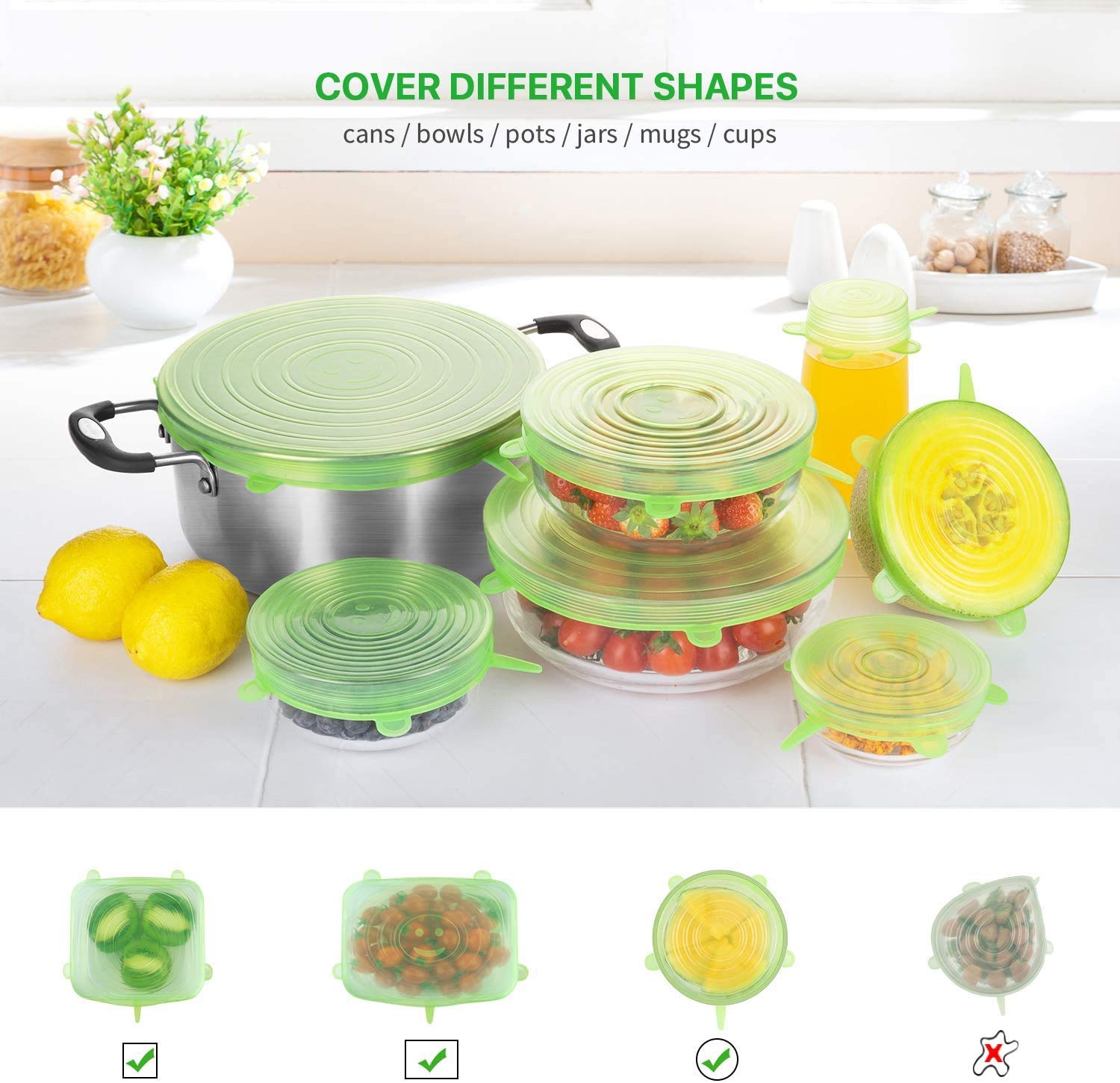 ONEGOL 8.2-inch round lid covers a large bowl in the fridge